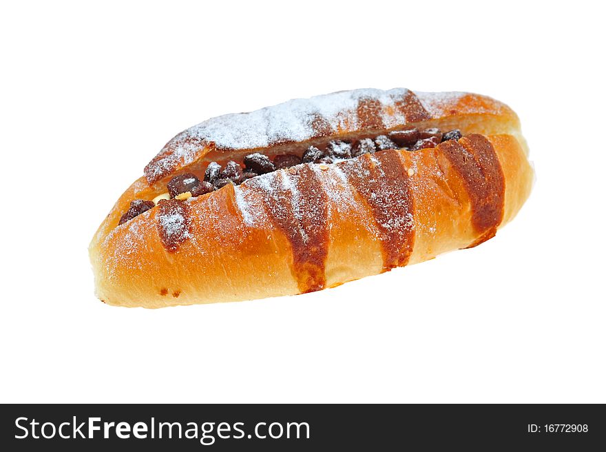 Chocolate bread on white background