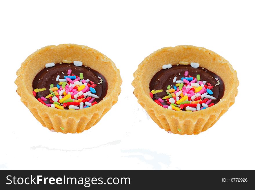 Chocolate cup cake on white background