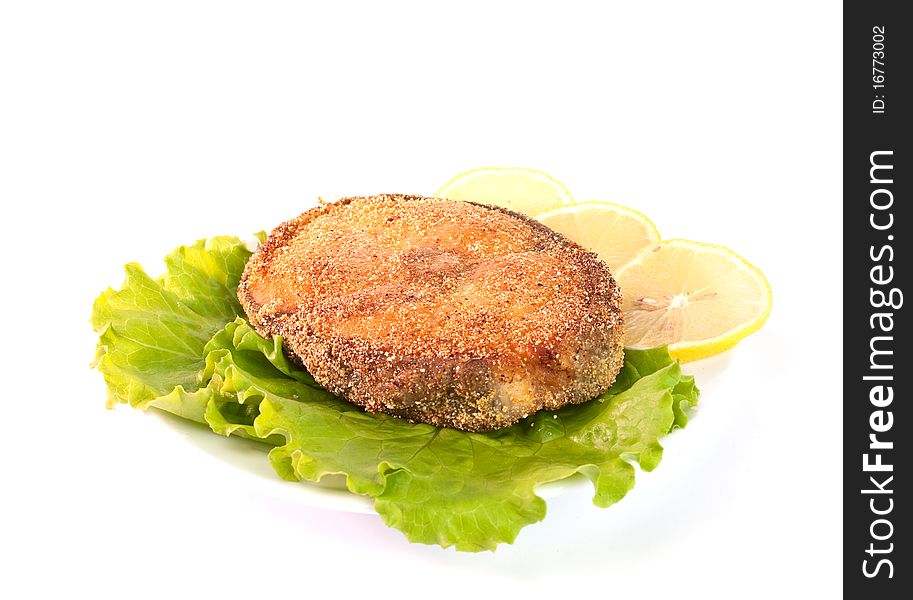 Grilled fish on a white background