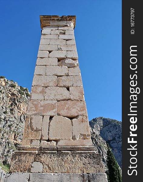 Column in ancient - delphi, greece. Column in ancient - delphi, greece