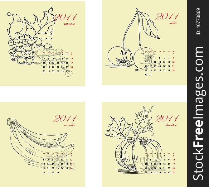 Calendar for 2011 with fruit. Part 1