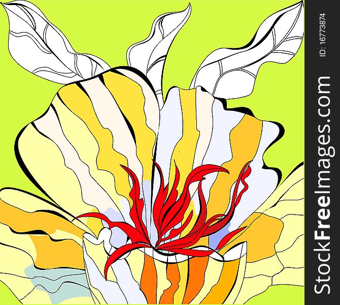 Colorful flower. Universal template for greeting card, web page, background