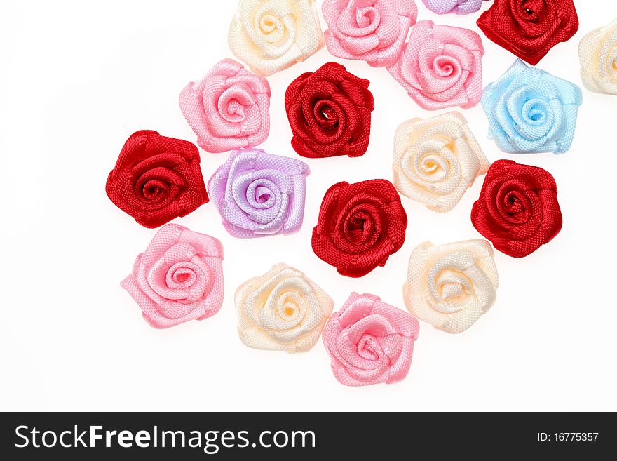 Artificial roses isolated on white background