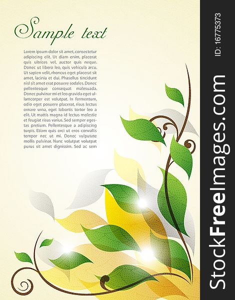 Illustration of floral background with sample text