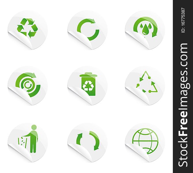 Illustration of recyle stickers on isolated background