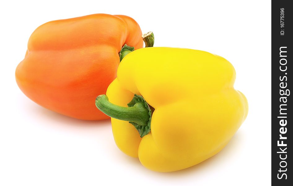 Two sweet pepper on business a background
