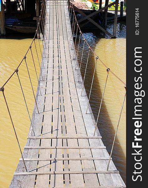 The rope bridge on river. The rope bridge on river.