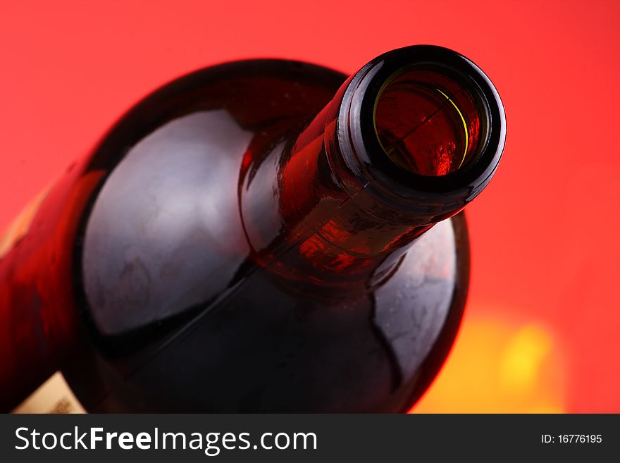 A wine bottle isolated closeup