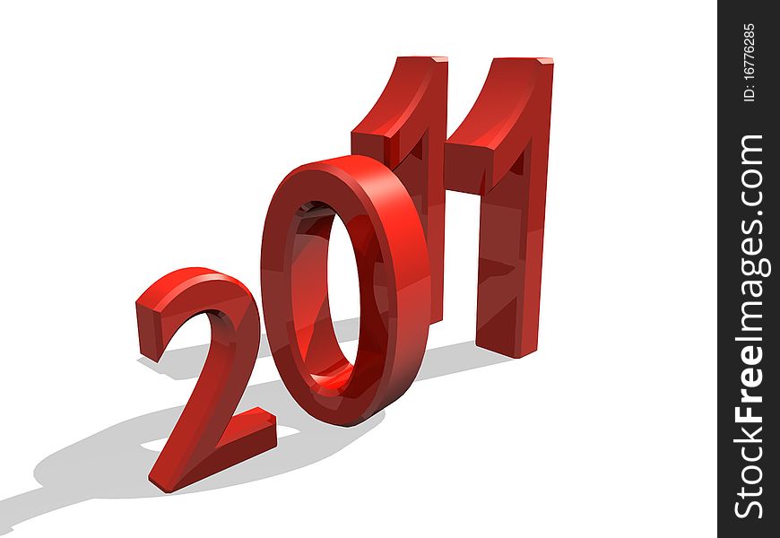 An illustrated background with a red 3D design of 2011 on a white background. An illustrated background with a red 3D design of 2011 on a white background