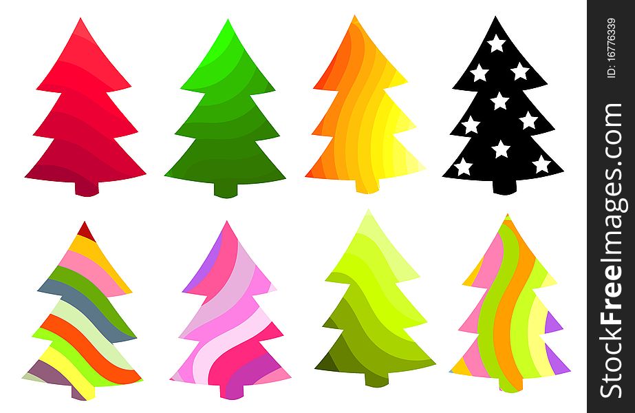 Set of Christmas trees in various colors. Vector illustration. Set of Christmas trees in various colors. Vector illustration