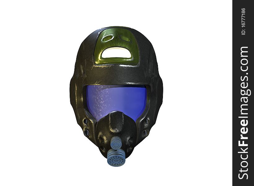 Space traveler's helmet (front view) isolated