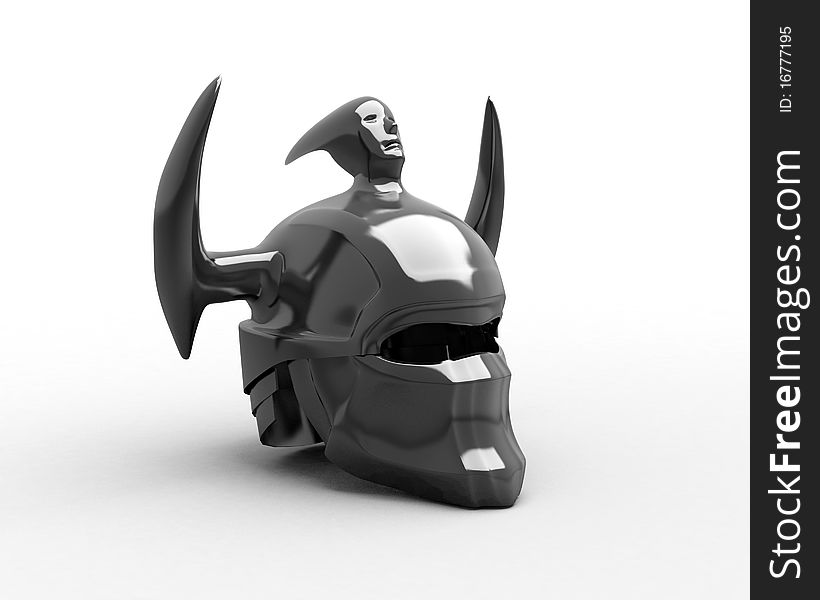 Dark medieval helmet (isometric view) isolated. Dark medieval helmet (isometric view) isolated