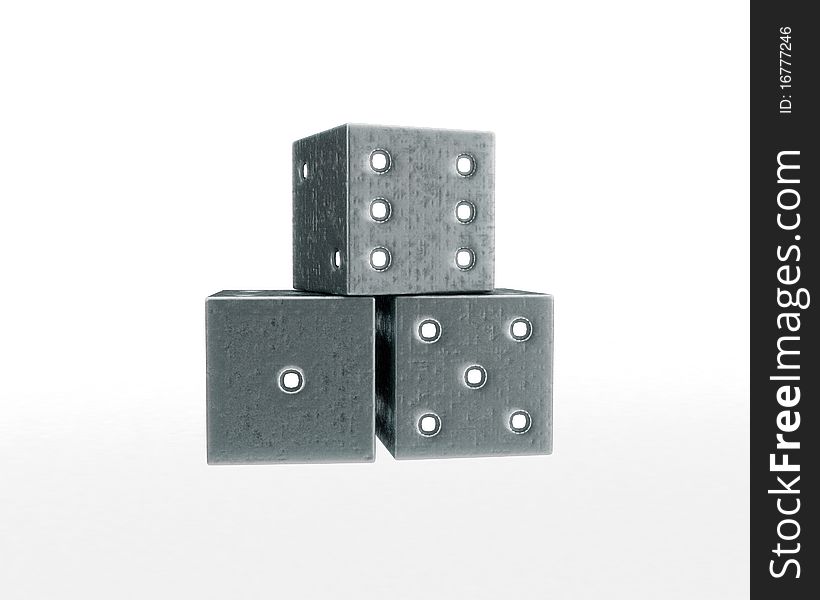 Three dice forming six-six combination. Three dice forming six-six combination
