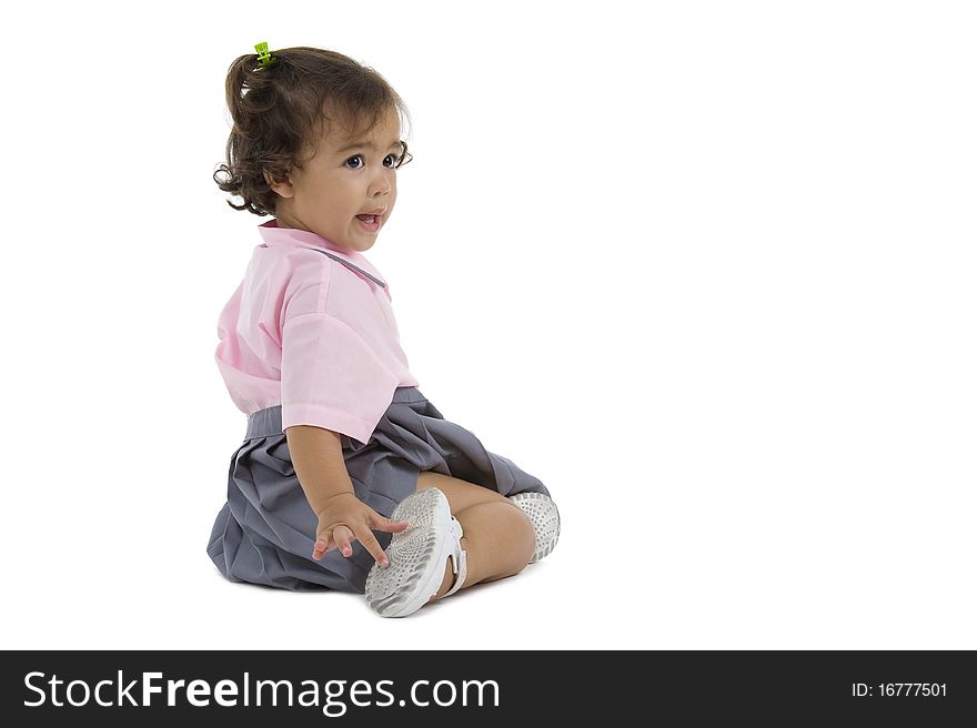 Cute little girl isolated on white background