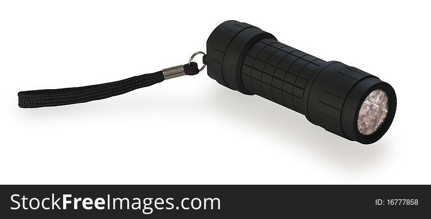 A flashlight isolated on a white background. A flashlight isolated on a white background