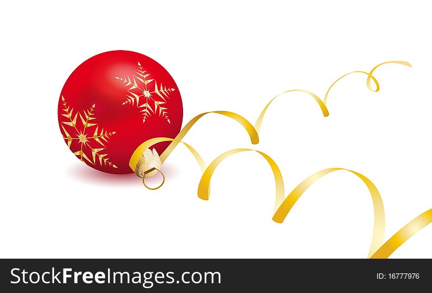Red bauble with gold ribbon