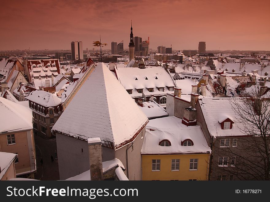 Beautiful City of Tallinn on a winter day