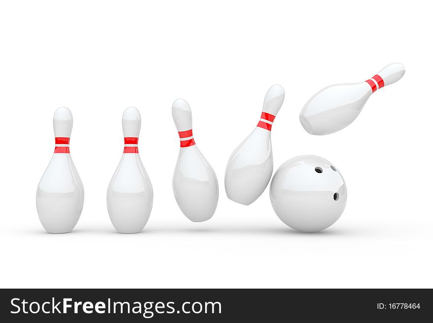 Bowling. 3D illustration on white background