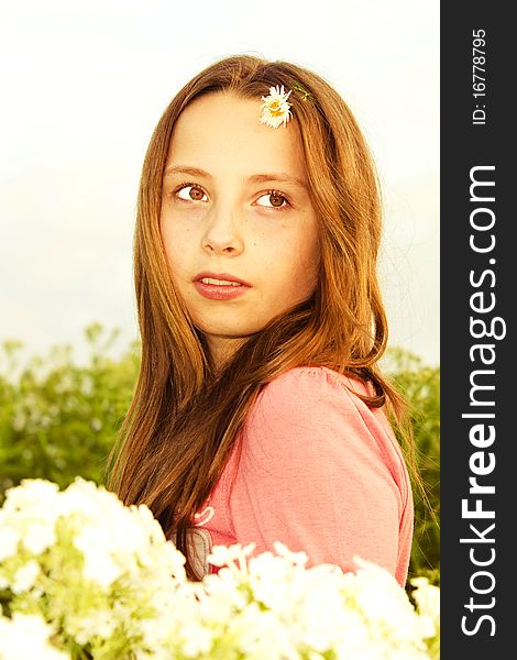 Portrait of a beautiful teenager girl outdoor