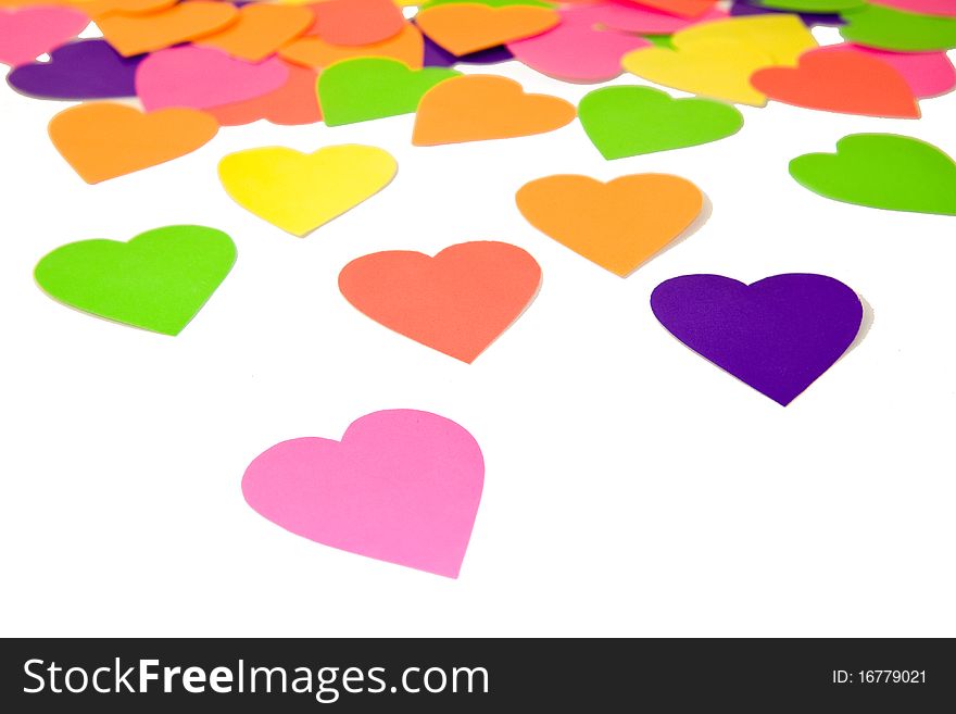 Background from colourful haper hearts