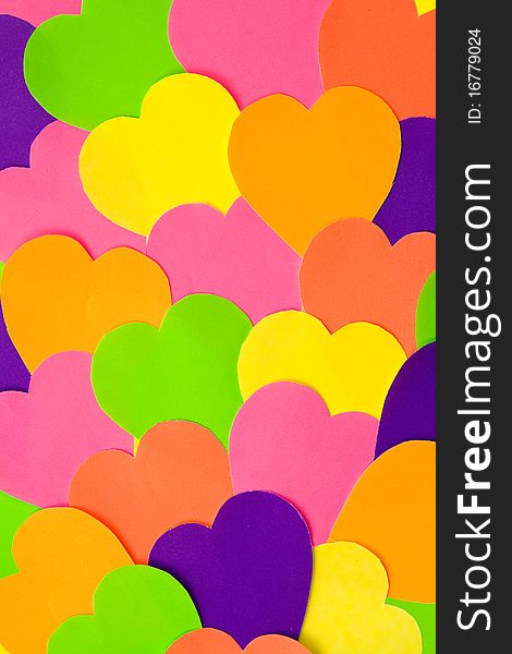 Background from colourful haper hearts