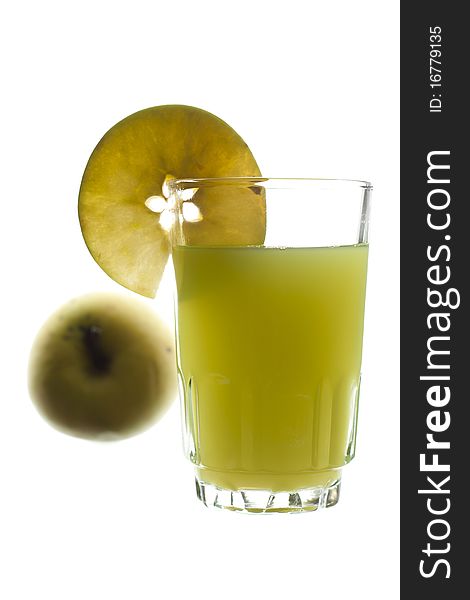 Glass of freshly squeeze green apple juice