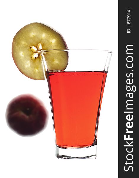 Glass of freshly squeeze red apple juice