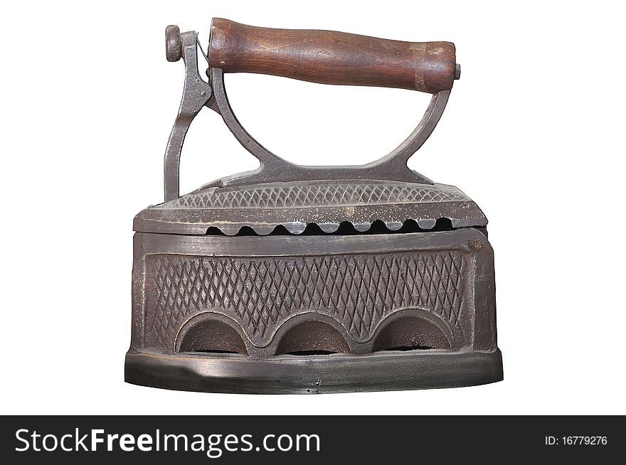 Old iron on a white background