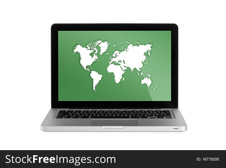 Laptop Isolated On White With Clipping Path