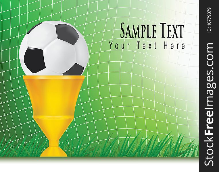 Football background with champion cup. Vector.