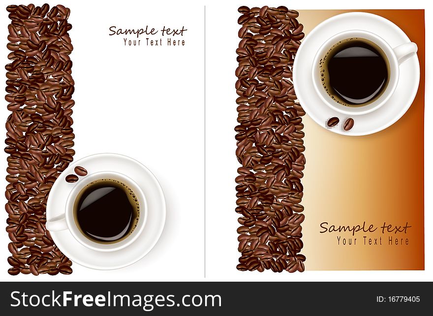 Two desings with coffee background. Vector. Two desings with coffee background. Vector.