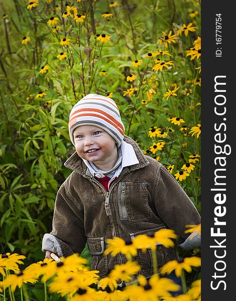 Toddler in garden