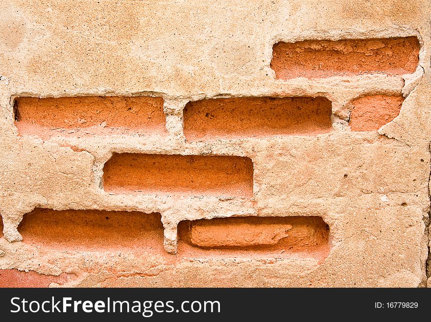 Close in Cracked brick wall