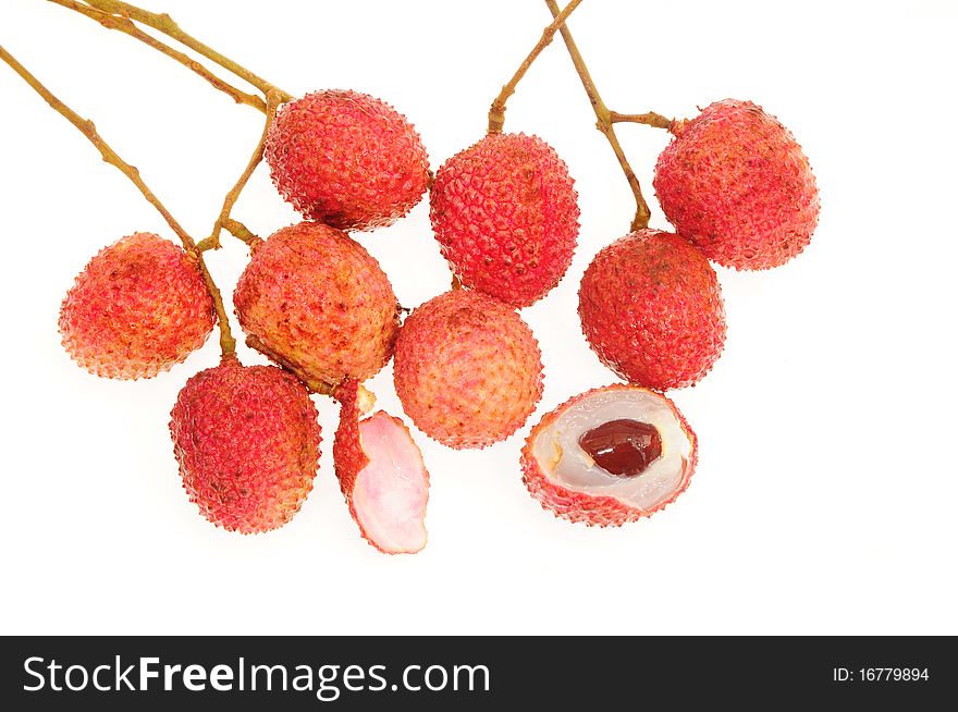 Lychee Fruits On A White Background