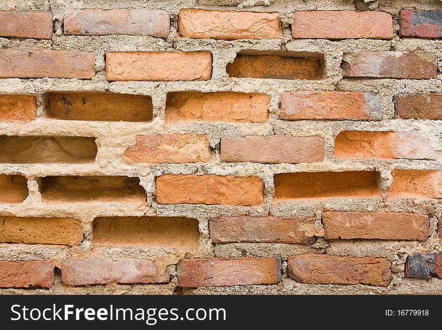 Close in Cracked brick wall