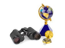 Binoculars, Compass And Globe Royalty Free Stock Photos Binoculars, Compass And Globe Royalty Free Stock Photos