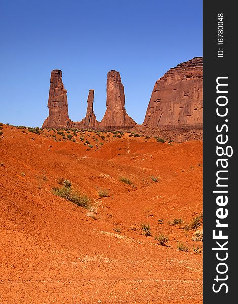 Desert scene in monument valley near Arizona and Utah border