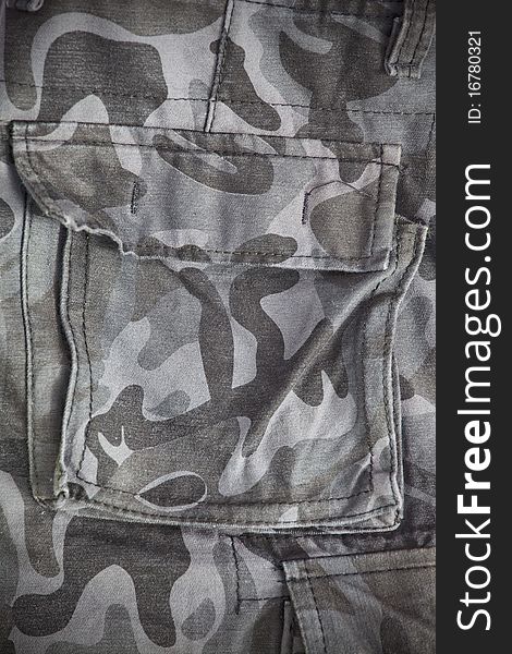 White and black Military back pocket background. White and black Military back pocket background