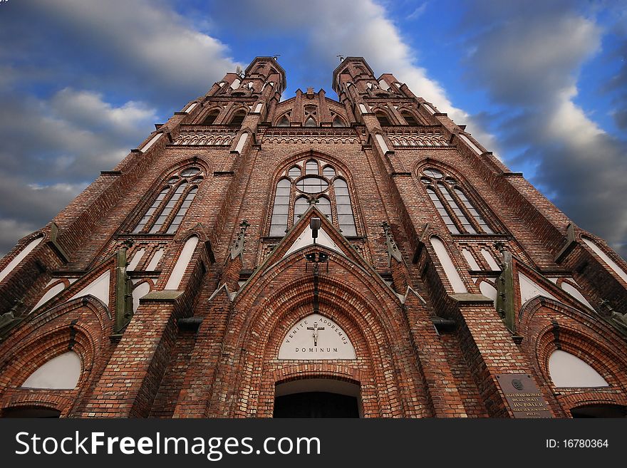 The neo-Gothic Roman Catholic Church relating to the sky. The neo-Gothic Roman Catholic Church relating to the sky