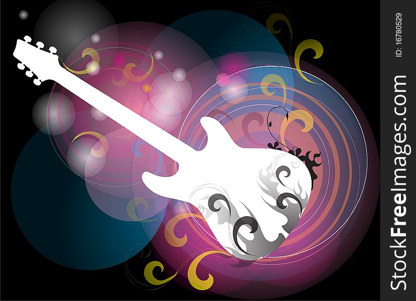 Abstract vector background with guitar. Abstract vector background with guitar