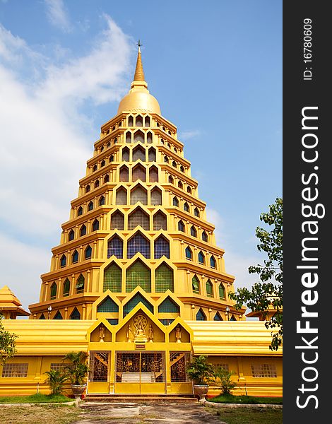 Yellow Stupa in temple Thailand