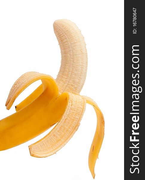 Purified banana against the white background. Purified banana against the white background.