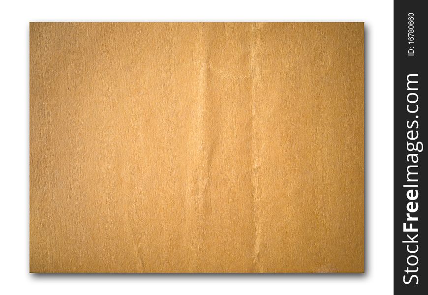 Brown crumpled paper isolated on white background