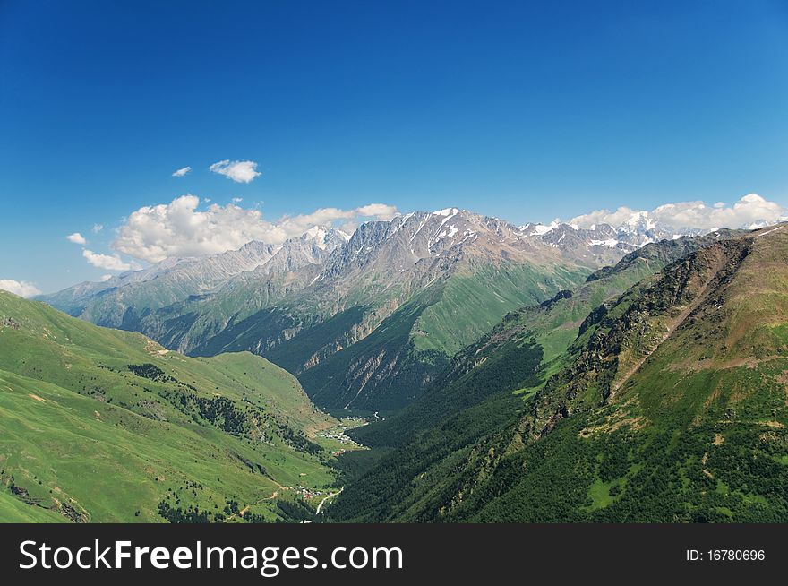 Mountain valley in mountains of the North Caucasus. Russia