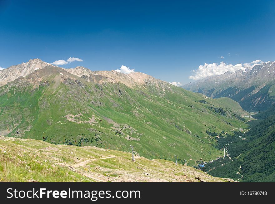 Mountain valley in mountains of the North Caucasus. Russia