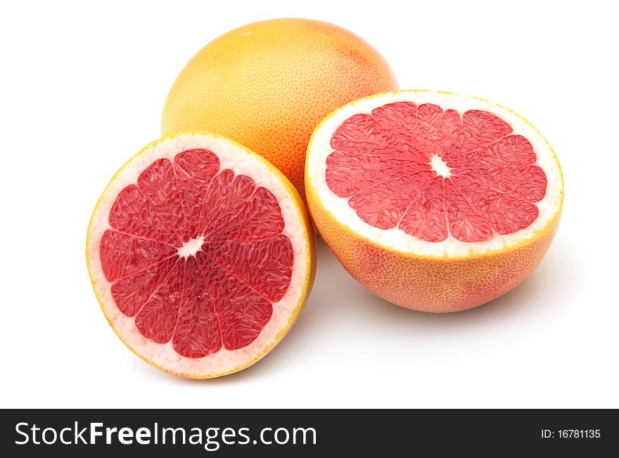 Ripe grapefruit  on a white background
