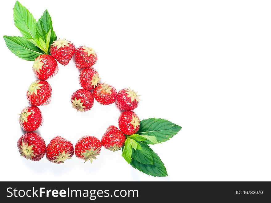 Strawberry heart isolated on white background. Strawberry heart isolated on white background