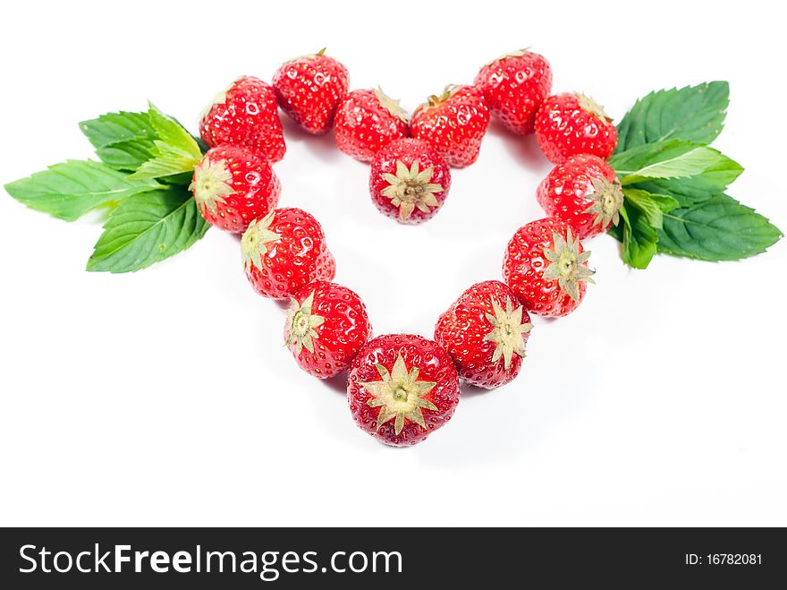 Strawberry heart isolated on white background. Strawberry heart isolated on white background