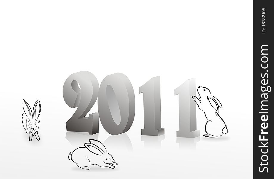 Silhouette of rabbit. simbol of 2011 year. Silhouette of rabbit. simbol of 2011 year