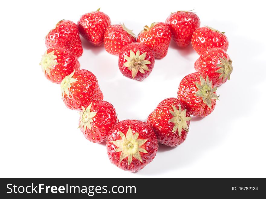 Strawberry heart isolated on white background